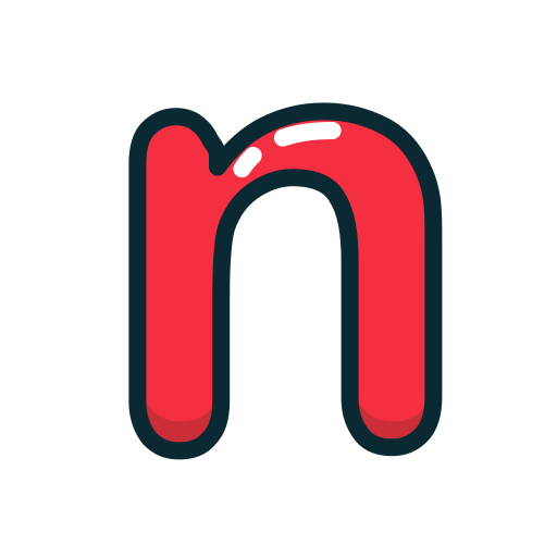 Letter, lowercase, n, red icon