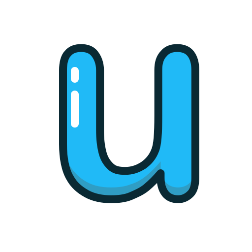 Blue, letter, lowercase, u icon