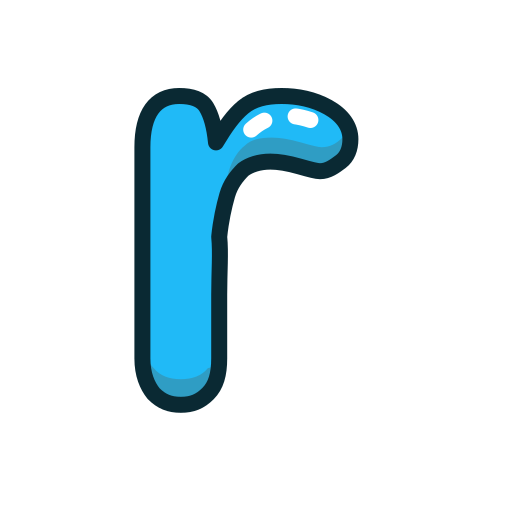 Blue, letter, lowercase, r icon