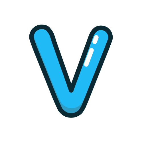 Blue, letter, lowercase, v icon