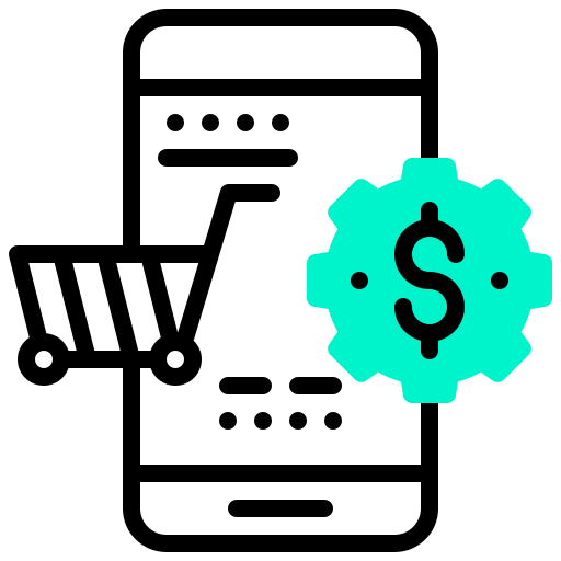 Cart, dollar, mobile, shopping, smartphone, technology icon
