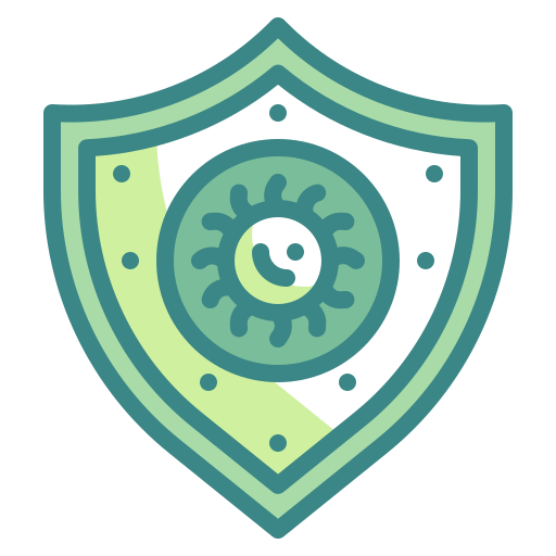 Bacteria, diagnosis, protection, research, scientist, shield, virus icon