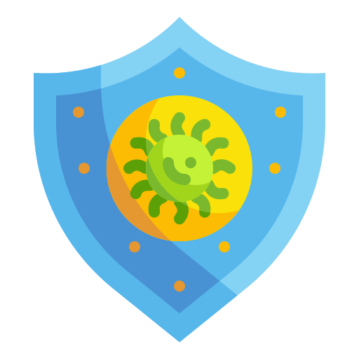 Bacteria, diagnosis, protection, research, scientist, shield, virus icon
