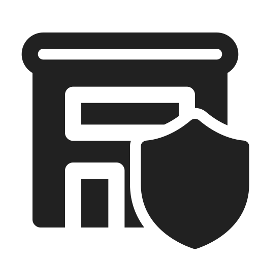 Ic, fluent, building, retail, shield, filled icon