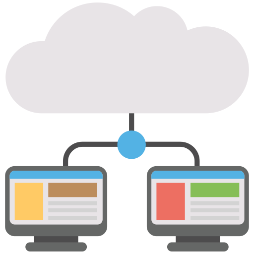 Cloud, hosting, monitors, shared, web, websites icon