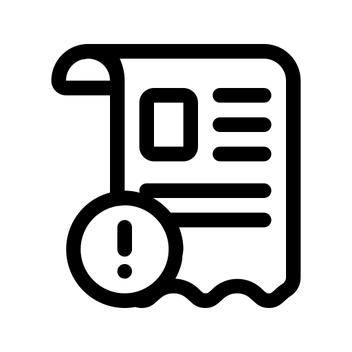E-commerce, online, shopping, ui, receipt, warning icon