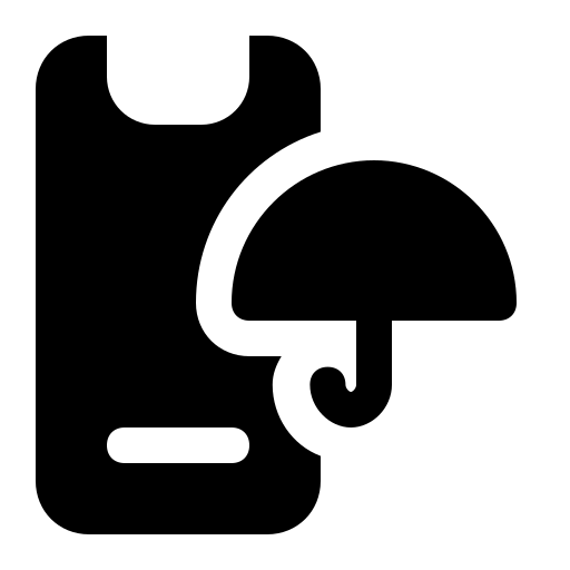 Mobile, phone, protect, smartphone, umbrella, weather icon