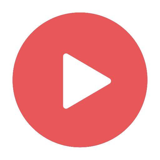 Play, videos, stream, modern, video, red icon