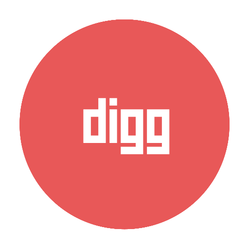 Digg, modern, red, circular icon