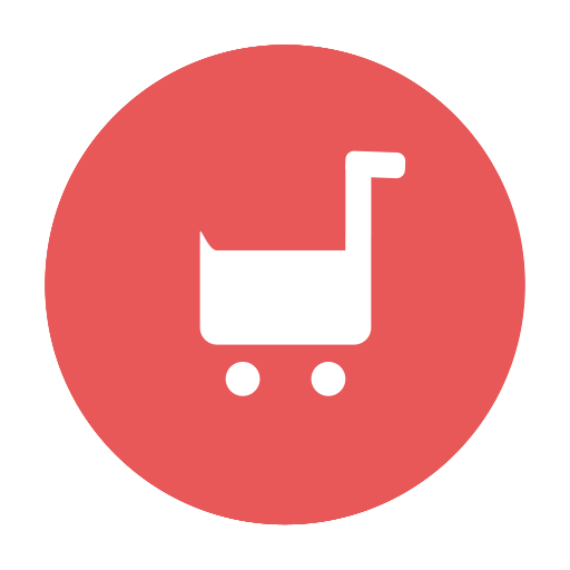 Buy, shopping, modern, cart, tray, red, circular icon