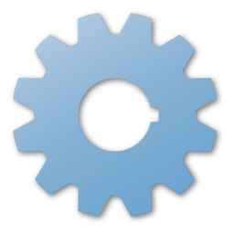 Blue, gear icon