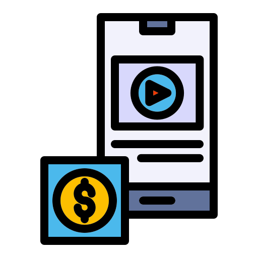 Mobile, streaming, video, monetize icon