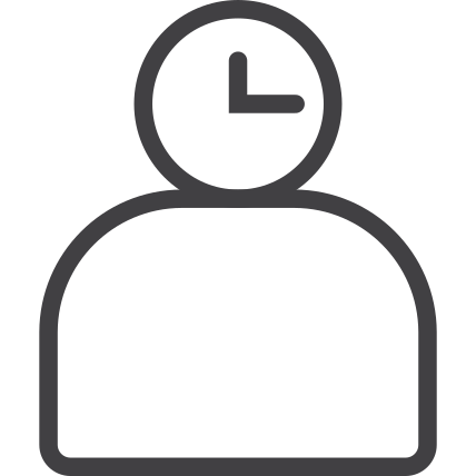 Clock, management, organization, personal, time, user icon