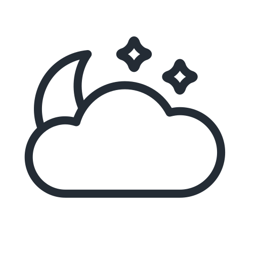Cloud, cloudy, moon, night, star, stars, weather icon