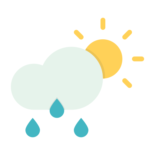 Cloud, drizzle, forecast, rain, rainfall, sun, weather icon