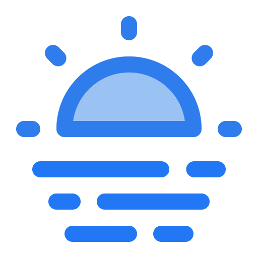 Day, fog, shine, sun, sunny, sunrise, weather icon