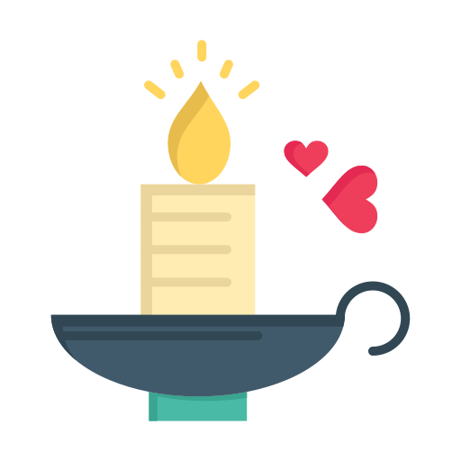 Candle, day, heart, love, valentine, valentines, wedding icon