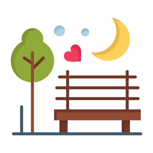 Day, love, moon, night, park, romance, romantic icon