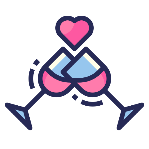 Wine, love, romantic, dinner, valentines icon