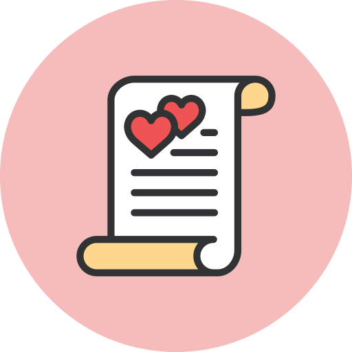 Letter, love, rolled, valentines icon