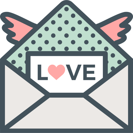 Love, mail, valentines, wings icon