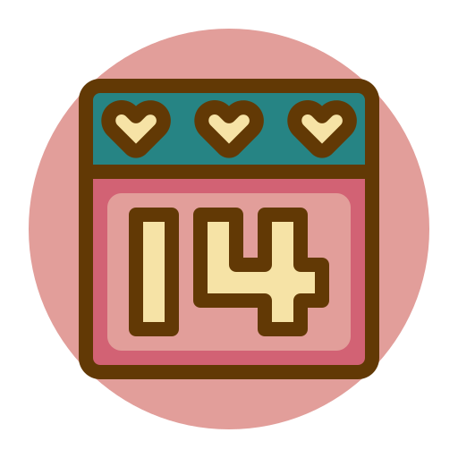 Calendar, day, february, valentines icon