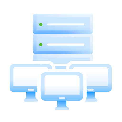Hosting, monitors, server, shared, web icon