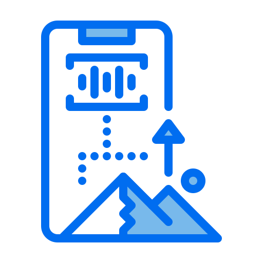 Augmented, mountain, phone, reality, voice icon