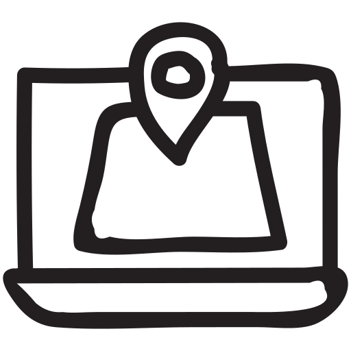 Computer, laptop, map, navigate, online, pin, point icon