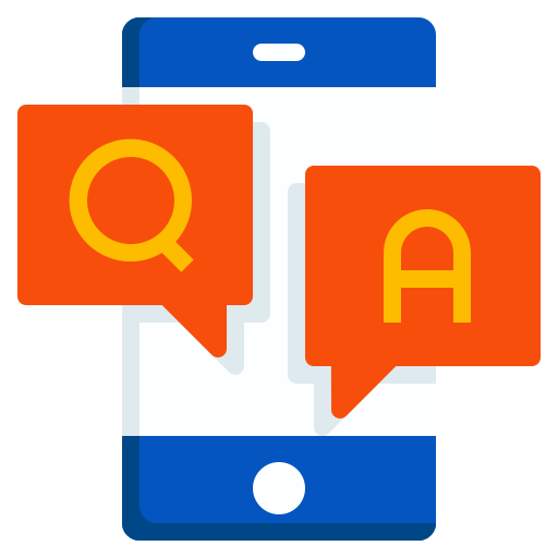 Questions, answers, education, communication, smartphone icon