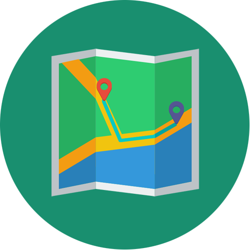 Directions, green, map, minimal, place icon