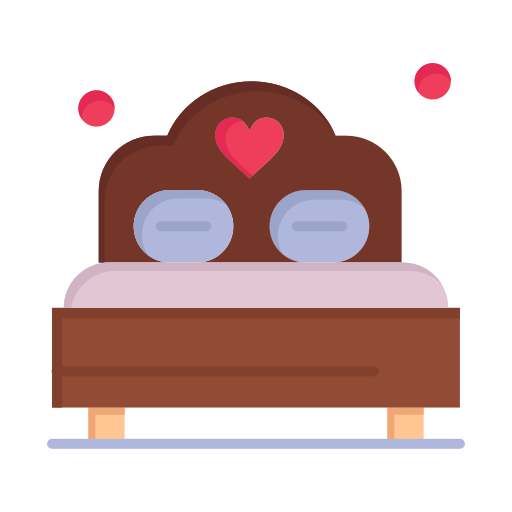 Bed, day, heart, love, valentine, valentines, wedding icon
