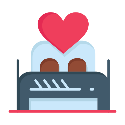 Bed, couple, day, love, lover, night, room icon