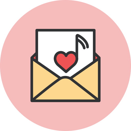 Heart, mail, note icon