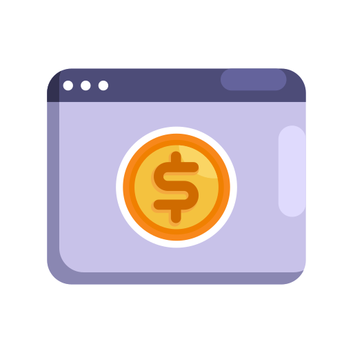 Browser, coin, finance, money, payment, web, website icon