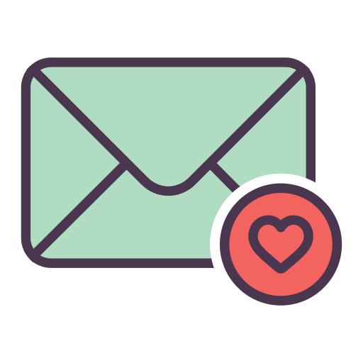 Chat, email, envelope, heart, internet, letter, mail icon