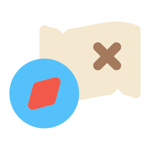 Map, location, navigation, direction, paper, treasure, compass icon