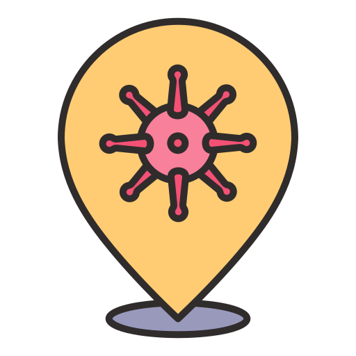 Bacteria, coronavirus, covid, location, pin, placeholder, virus icon