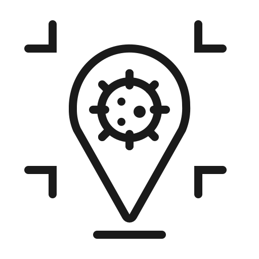 Corona, coronavirus, location, pin, pointer, risk, virus icon