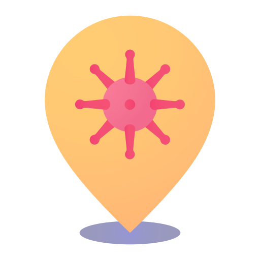 Bacteria, coronavirus, covid, location, pin, placeholder, virus icon