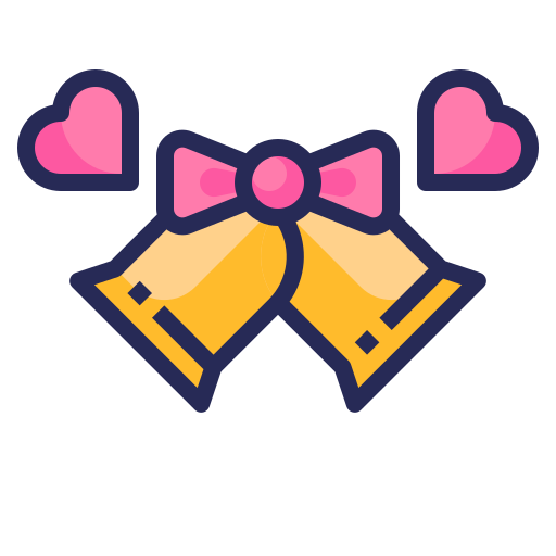 Bell, wedding, love, valentines, romantic icon