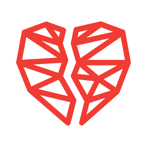 Brokenheart, brokenlove, geometric, heart, hearts, love, valentine icon