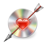 Arrow, disc, love icon