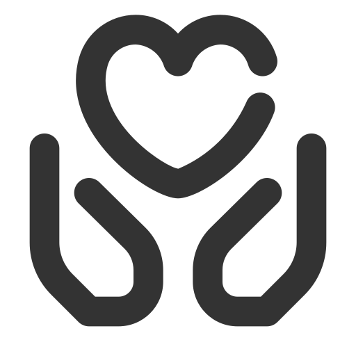 Care, hands, heart, love icon
