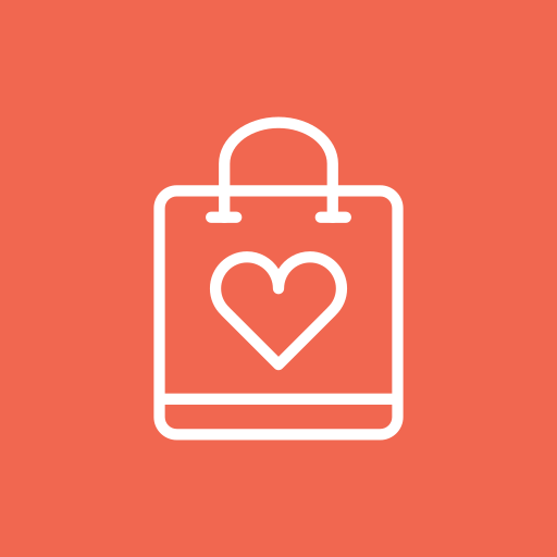 Bag, ecommerce, heart, online, shopping icon