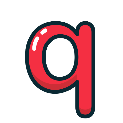 Letter, lowercase, q, red icon