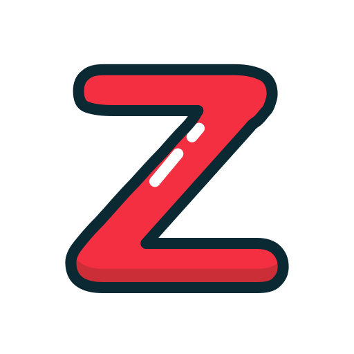 Letter, lowercase, red, z icon