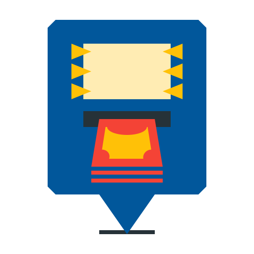 Autoteller, machine, atm, location, pin icon