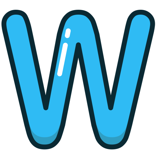 Alphabet, blue, letter, upper, w icon