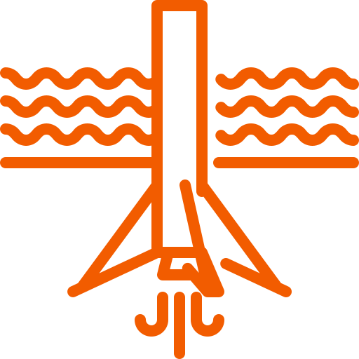 Falcon, landing, ocean, rocket, water icon